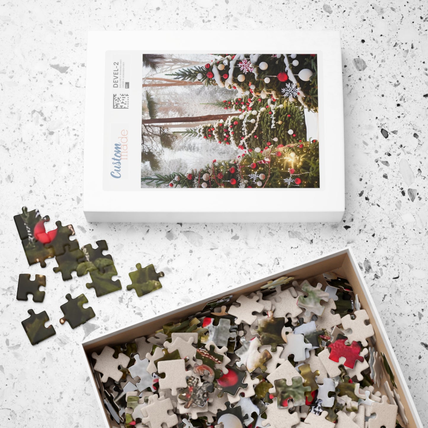 Christmas Trees in White Wonderland Puzzle (110, 252, 520, 1014-piece)