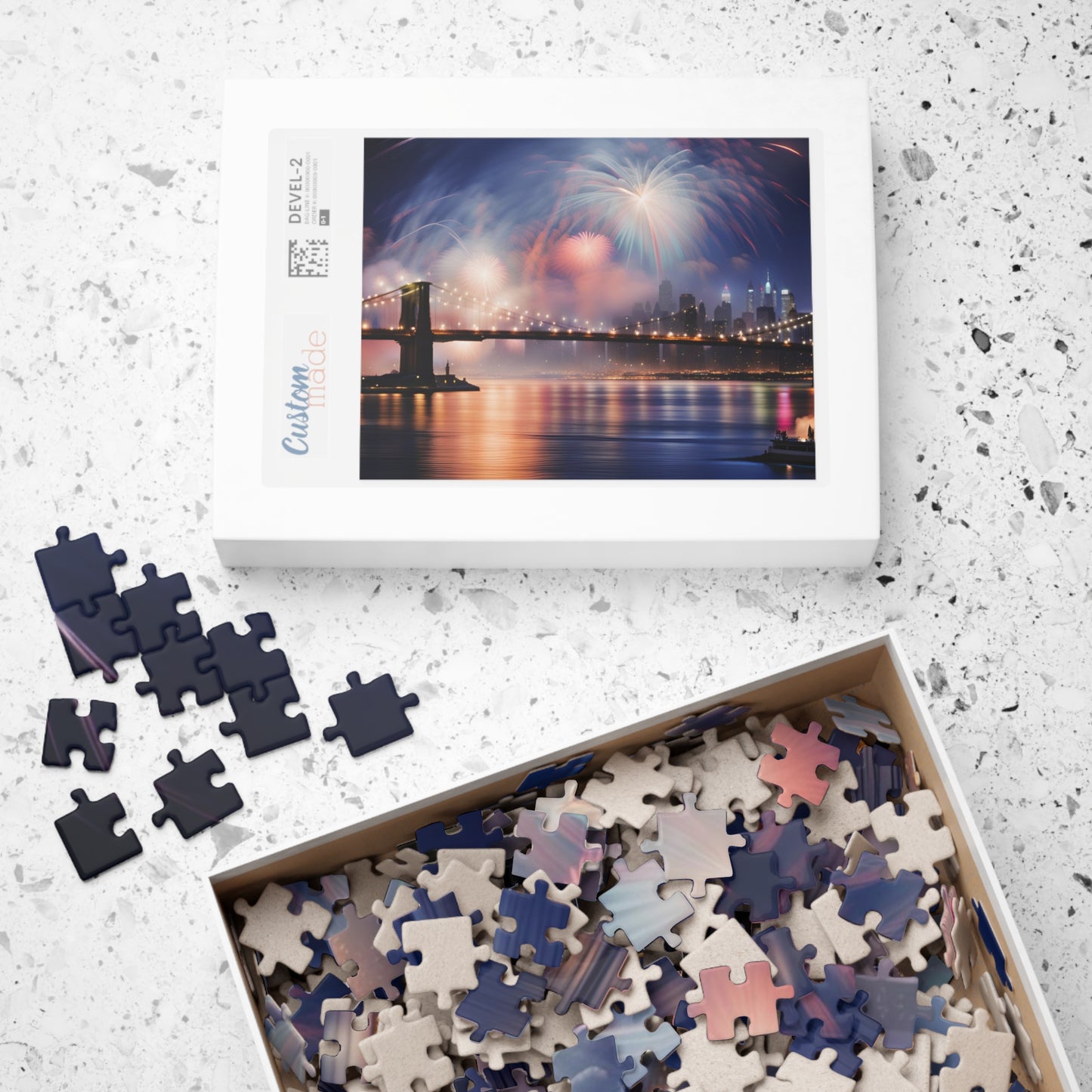 New Year's Eve over Brooklyn Bridge Puzzle (110, 252, 520, 1014-piece)
