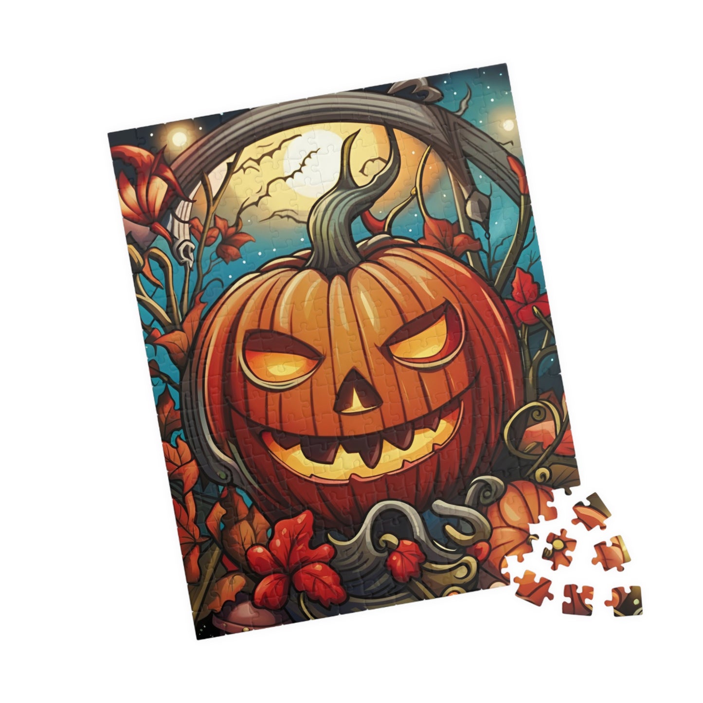 Stained Glass Pumpkin Puzzle (110, 252, 500, 1014-piece)