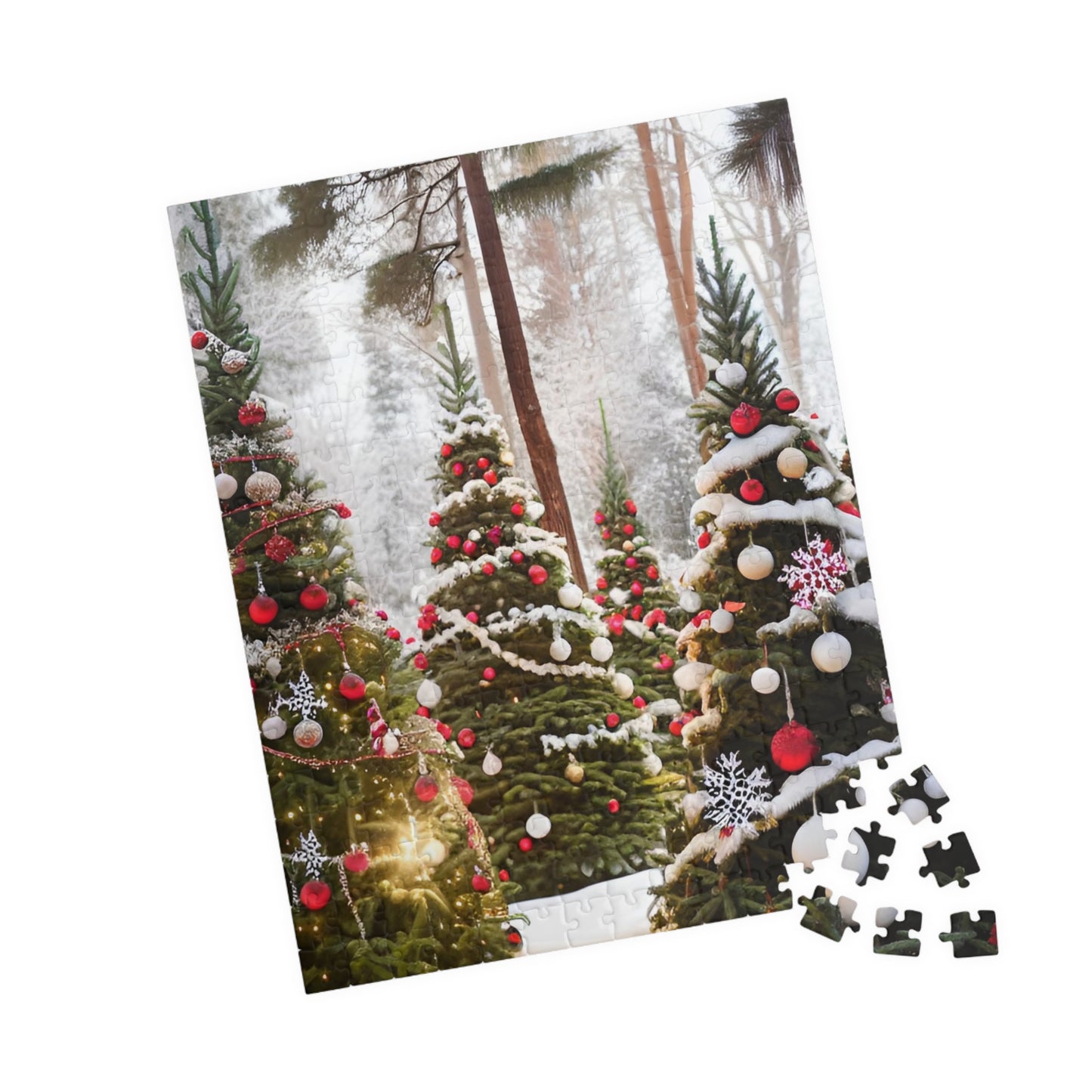 Christmas Trees in White Wonderland Puzzle (110, 252, 520, 1014-piece)