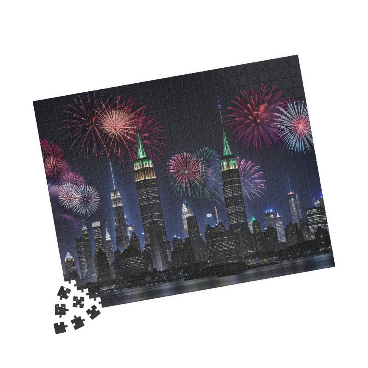 Happy New Year with Fireworks Over The City - Puzzle (110, 252, 520, 1014-piece)