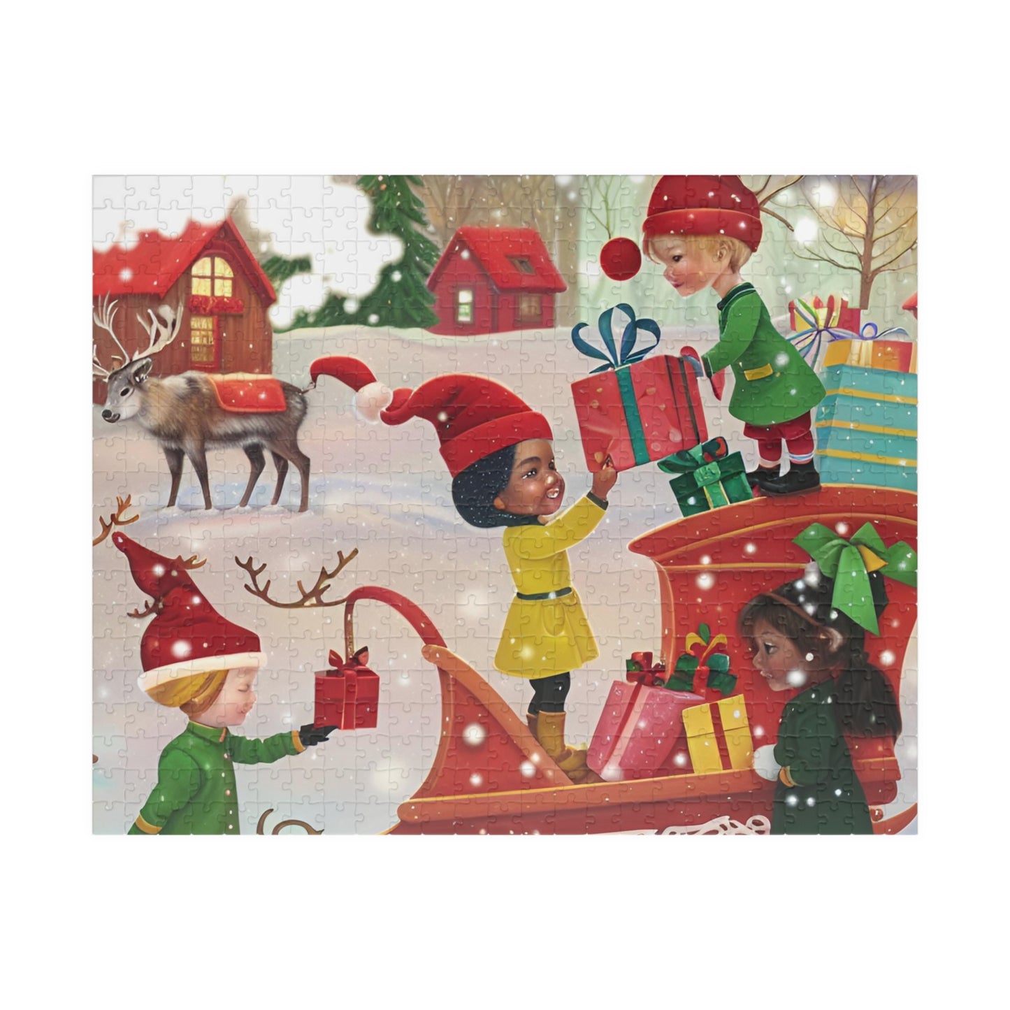 Kids Gifting on Santa's Sleigh Puzzle (110, 252, 520, 1014-piece)