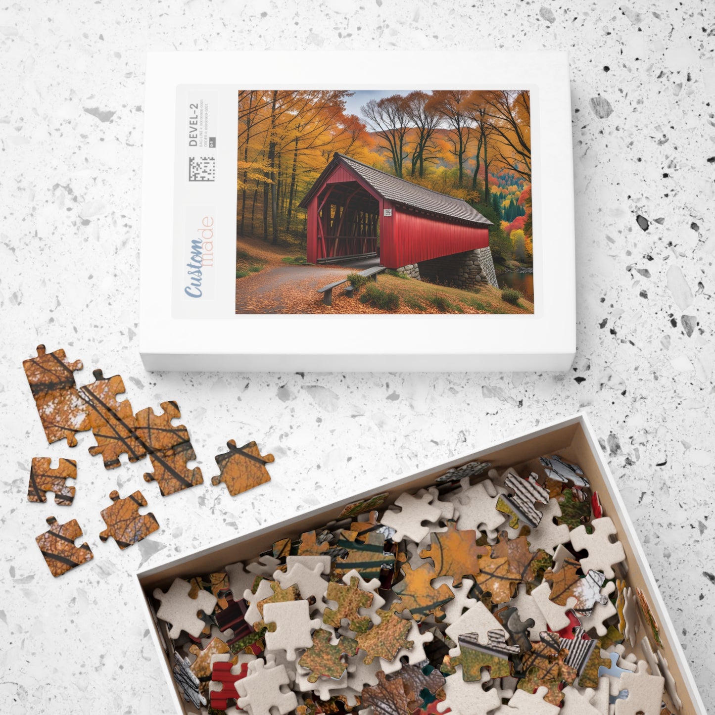 Covered Bridge in Autumn Puzzle (110, 252, 500, 1014-piece)