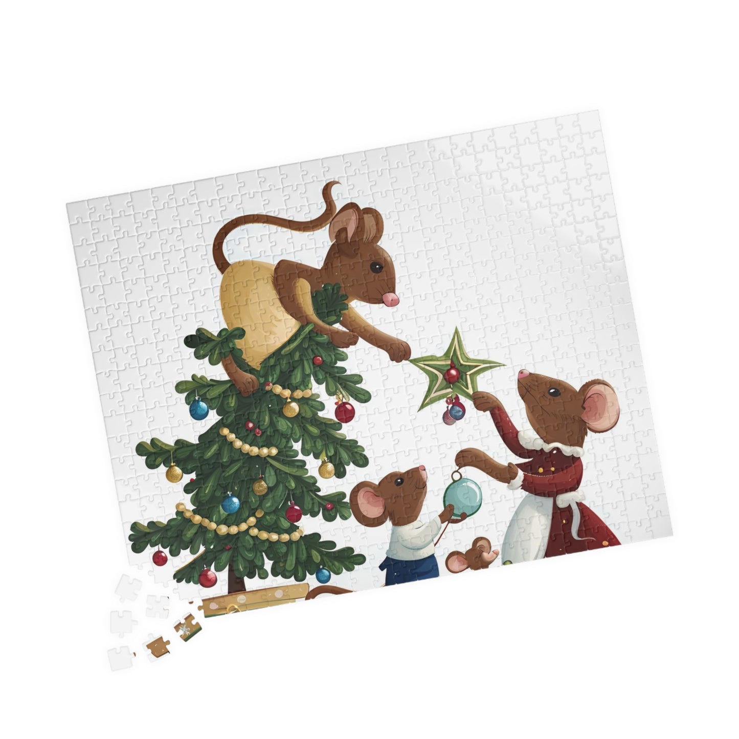Decorating the Christmas Tree Puzzle (110, 252, 520, 1014-piece)