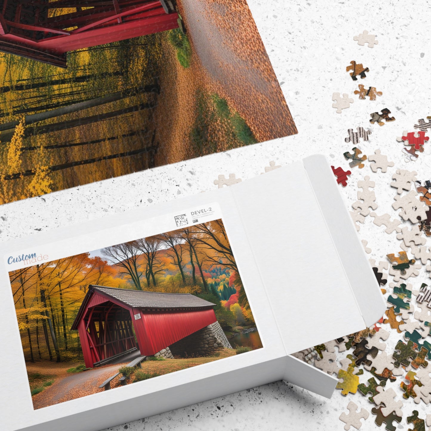 Covered Bridge in Autumn Puzzle (110, 252, 500, 1014-piece)