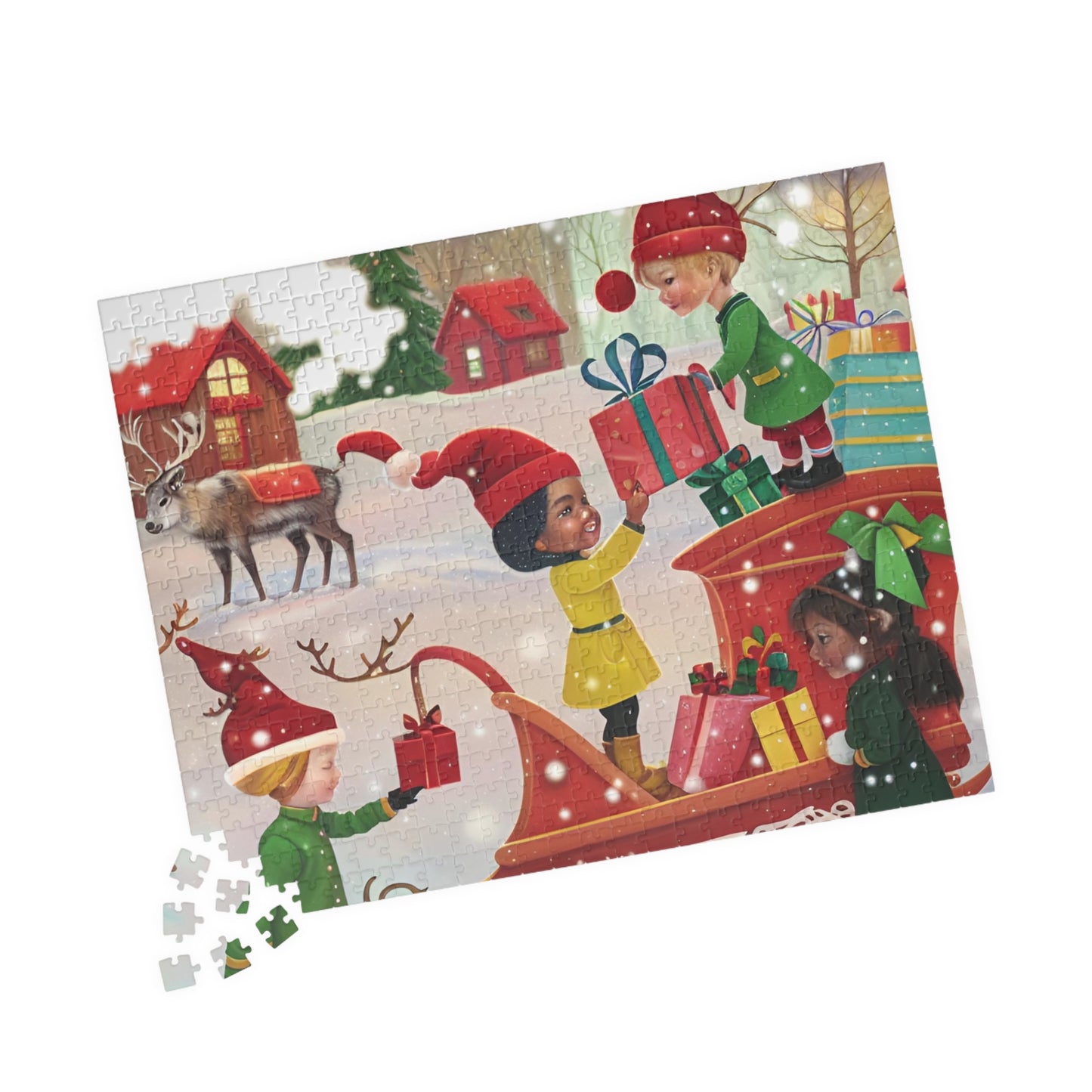 Kids Gifting on Santa's Sleigh Puzzle (110, 252, 520, 1014-piece)