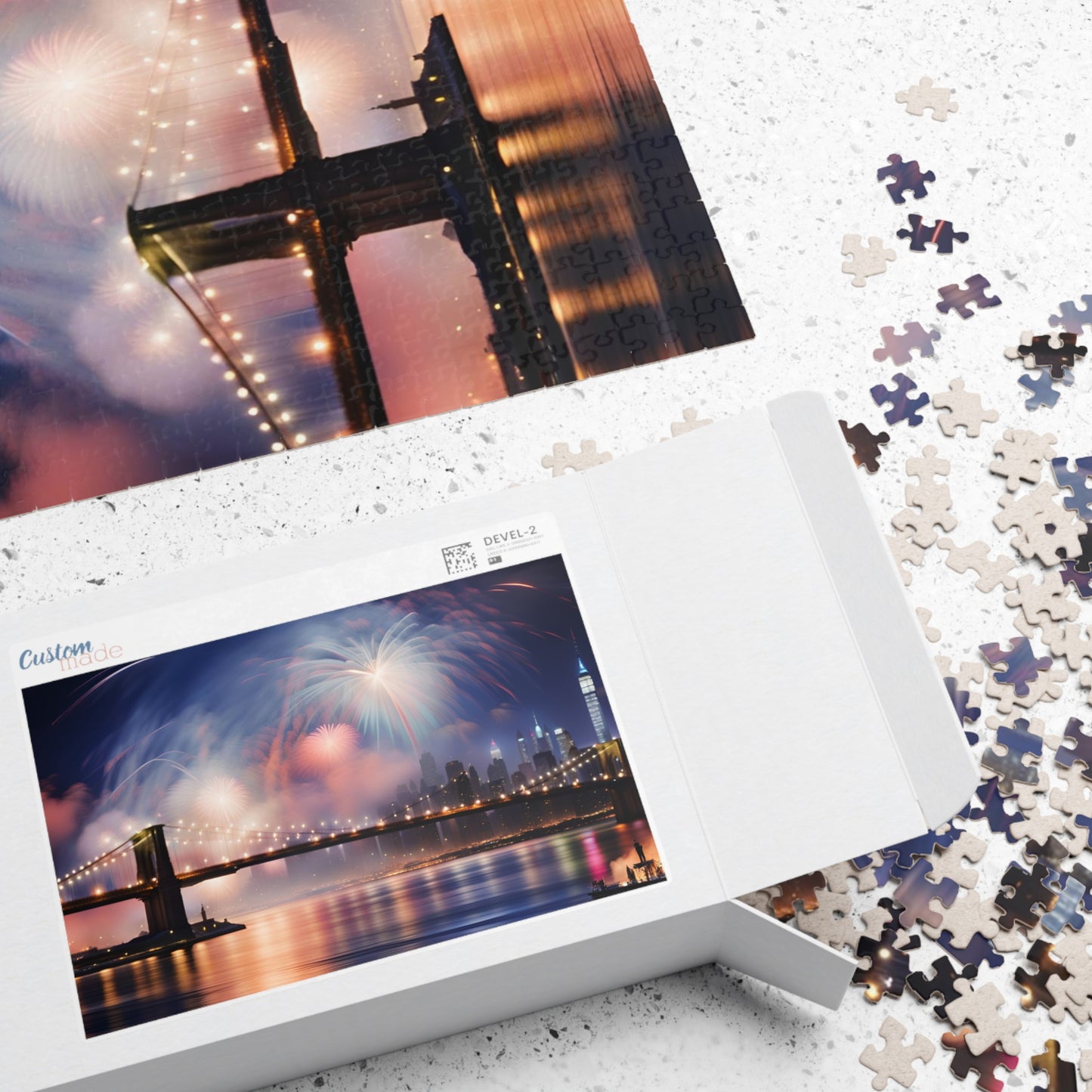 New Year's Eve over Brooklyn Bridge Puzzle (110, 252, 520, 1014-piece)