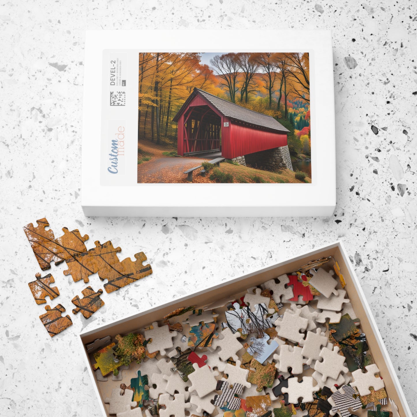 Covered Bridge in Autumn Puzzle (110, 252, 500, 1014-piece)
