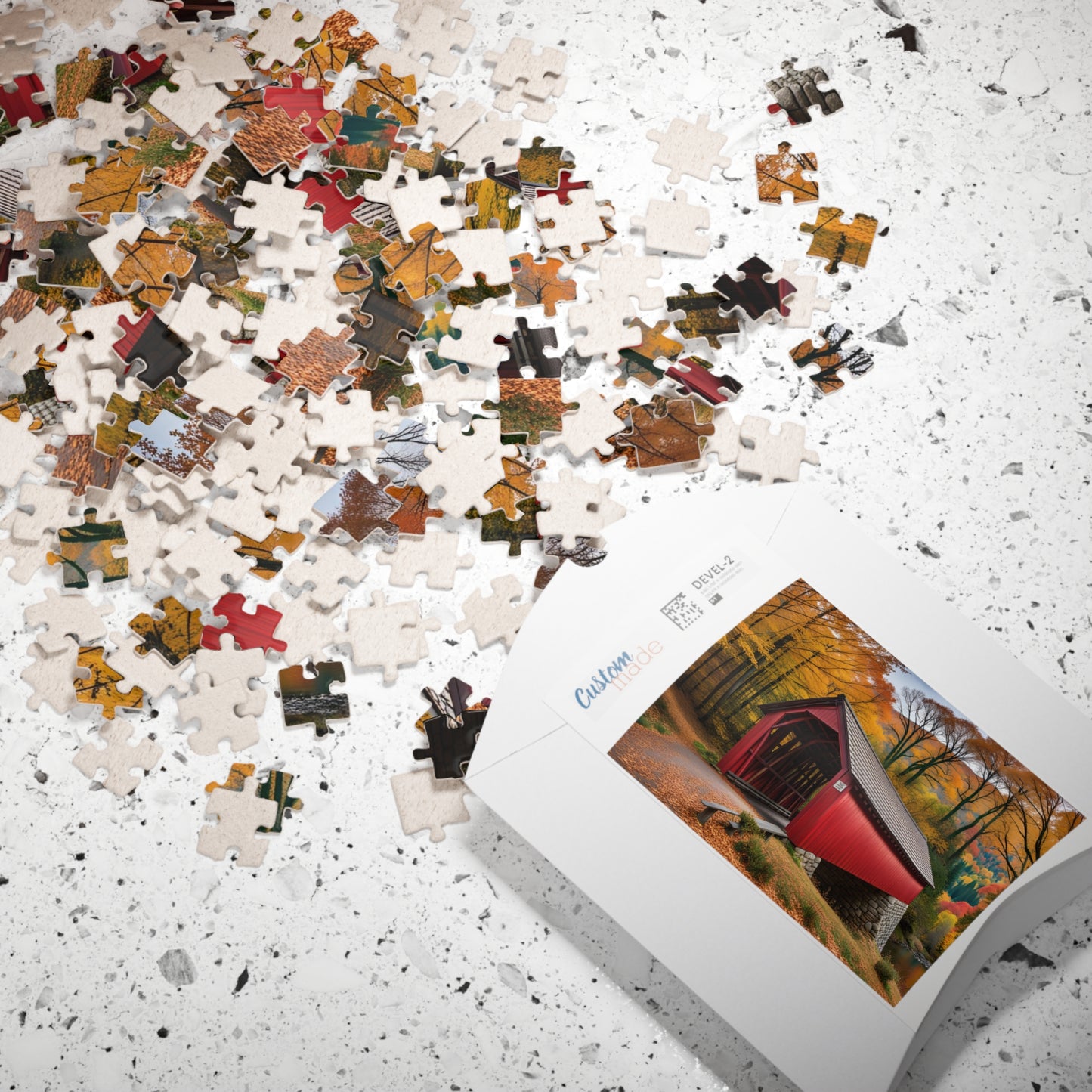 Covered Bridge in Autumn Puzzle (110, 252, 500, 1014-piece)