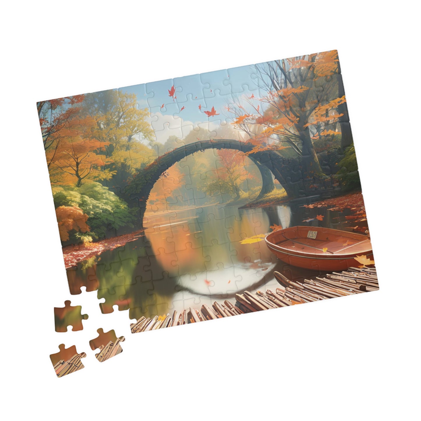 Old Bridge in Autumn Puzzle (110, 252, 500, 1014-piece)