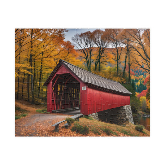 Covered Bridge in Autumn Puzzle (110, 252, 500, 1014-piece)