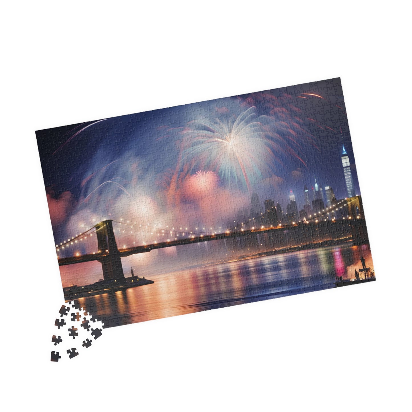 New Year's Eve over Brooklyn Bridge Puzzle (110, 252, 520, 1014-piece)